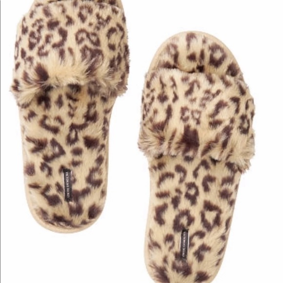 Vs Leopard Faux Fur Slides Sz M - Picture 1 of 4